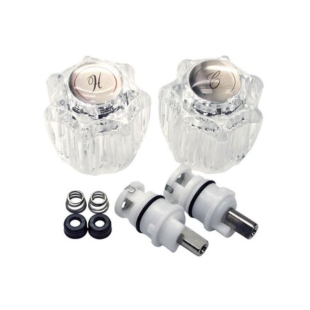 Thrifco 9400019 Aftermarket Lavatory/Kitchen 2-Handle Rebuild Kit for Delta Faucets, Acrylic Handles (HOT/Cold) with Plastic Stems, Seats & Springs Replaces Danco 09989 & 39675